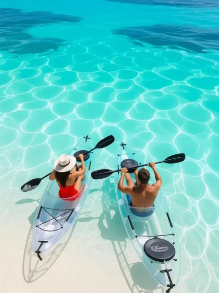 kayak transparente pareja