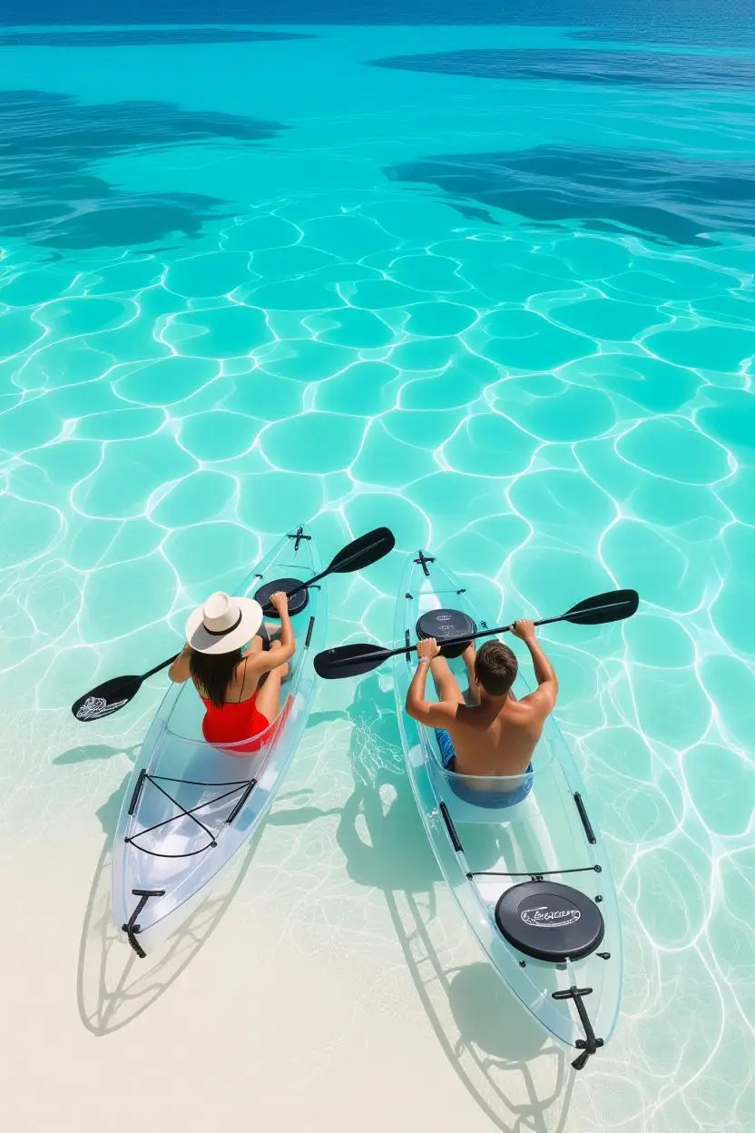 kayak transparente pareja